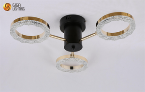 3φωτο CE TUV LED διακοσμητικό φωτιστικό οροφής από αλουμίνιο σε σχήμα δακτυλίου σχεδίαση βραχίονες από ροζ χρυσό ενσωματωμένος φωτισμός λωρίδων LED
